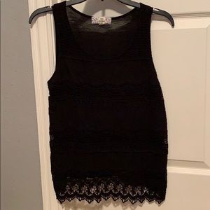 Pink republic black tank with lace detail on front